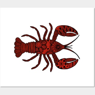 Lobster (black and red horizontal) Posters and Art